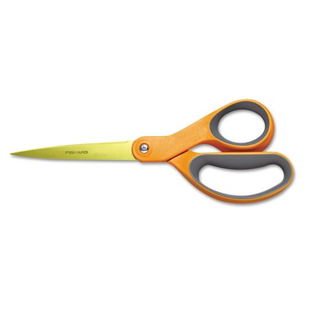 FISKARS Premier Classic Scissors, 8" Long, Orange Straight Handle 142440-1002